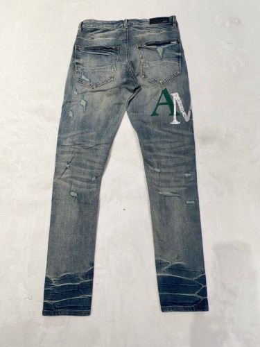 1:1 quality version Mismatched Applique Letter Patch Jeans