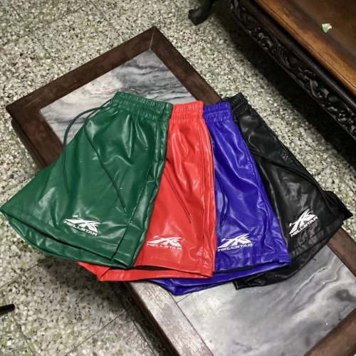 Logo print leather shorts