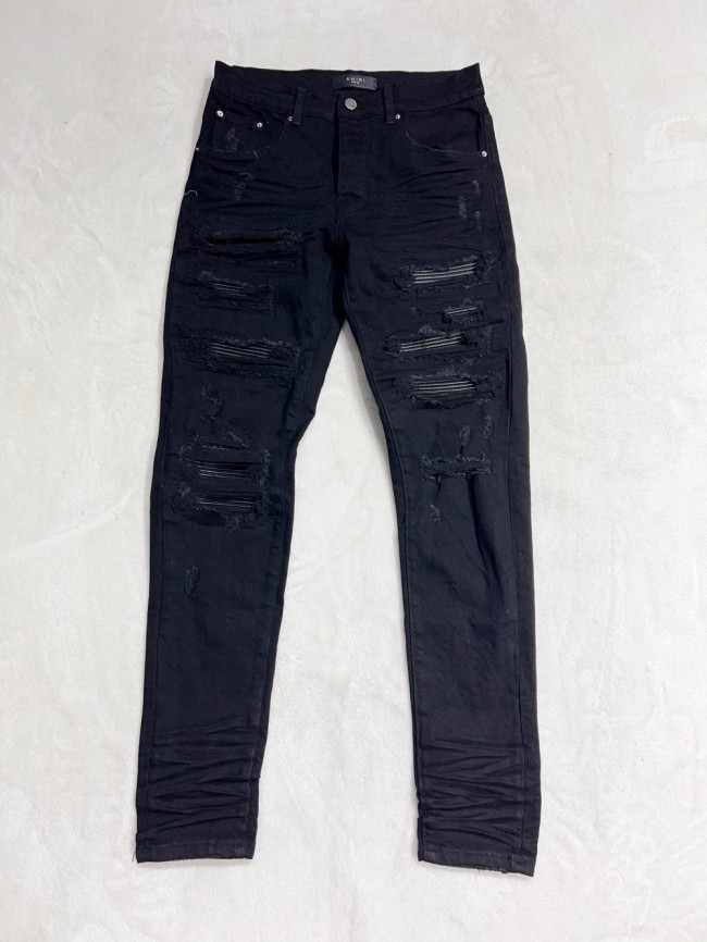 [buy more save more] 1:1 quality version Black Leather Patched Jeans