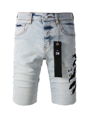 1:1 quality version Alphabet Ink Print Denim Shorts