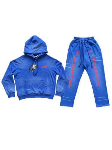Red Letter Logo Print Washed Version hoodie & pants set
