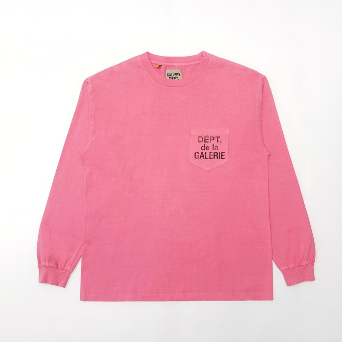 [Big & Tall for weights up to 260 lbs]1:1 quality version Chest Pocket French Letter Logo Long Sleeve T-Shirt 3 colors