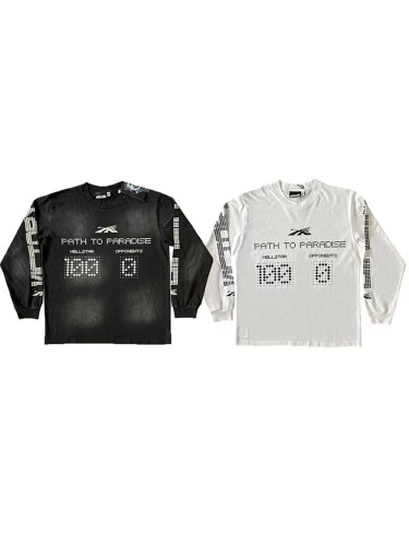 1:1 quality version led score display letter print long sleeve t-shirt 2 colors