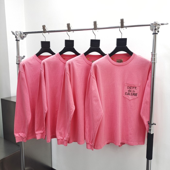 [Big & Tall for weights up to 260 lbs]1:1 quality version Chest Pocket French Letter Logo Long Sleeve T-Shirt 3 colors