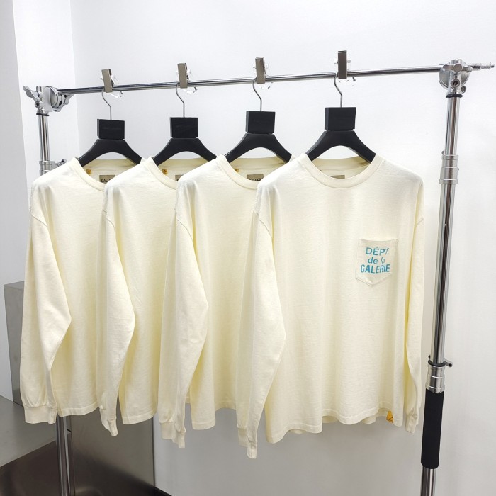 [Big & Tall for weights up to 260 lbs]1:1 quality version Chest Pocket French Letter Logo Long Sleeve T-Shirt 3 colors