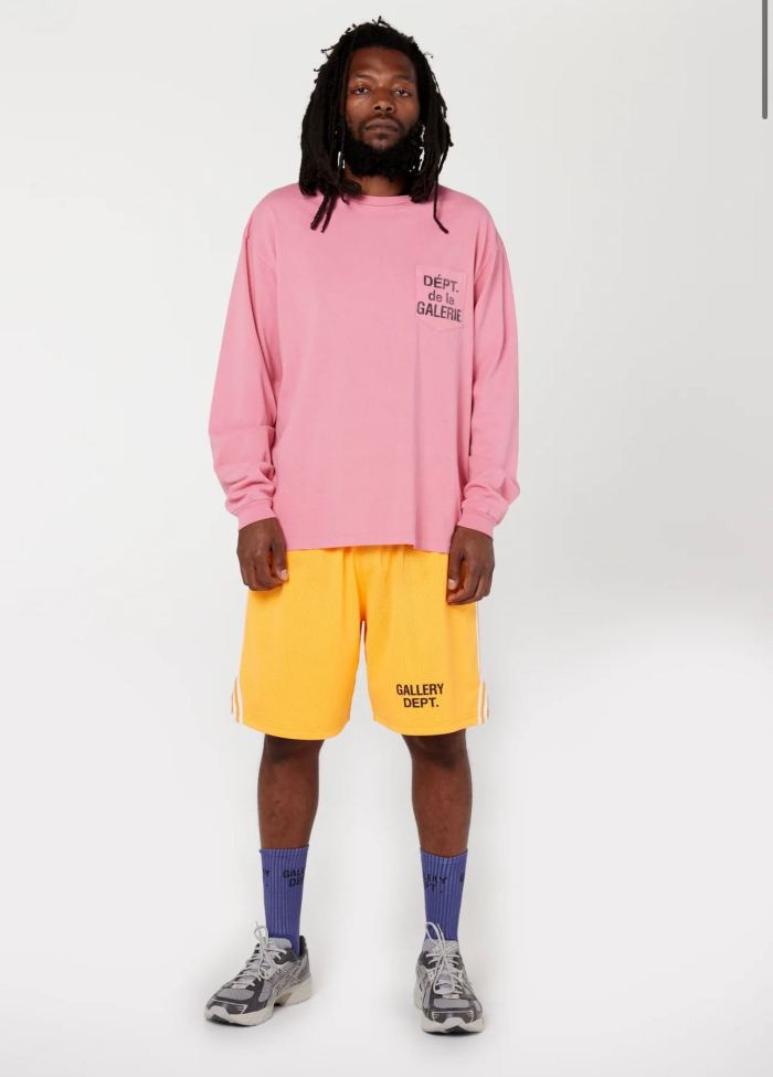 [Big & Tall for weights up to 260 lbs]1:1 quality version Chest Pocket French Letter Logo Long Sleeve T-Shirt 3 colors