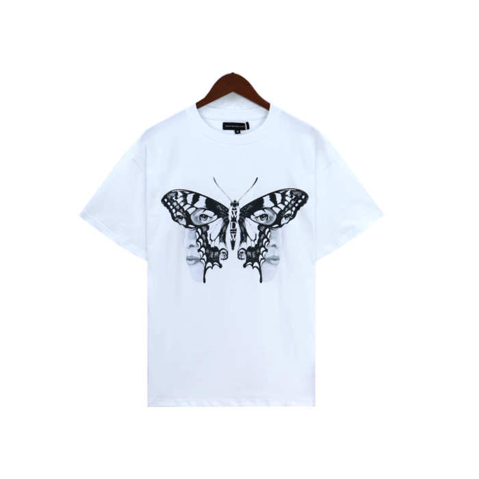 Face Butterfly Back Letter Print tee