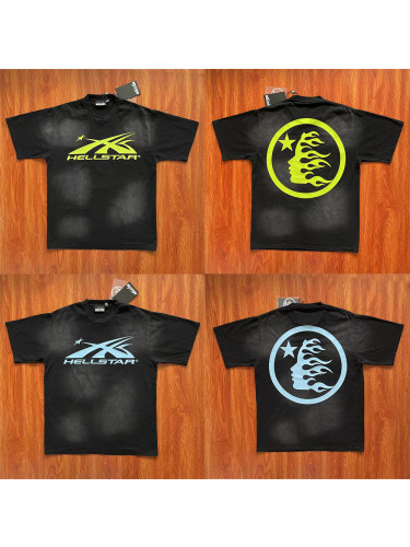 1:1 quality version  Vintage Aged Washed Version Back Large Logo Print Tee 2  colors