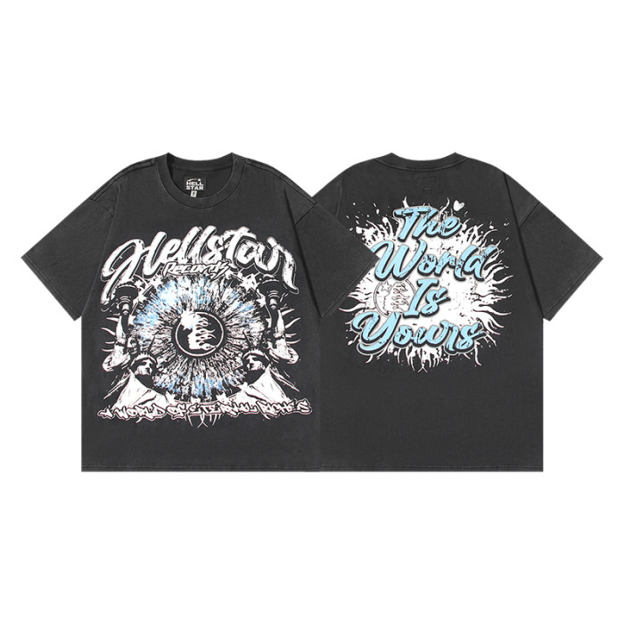 Burst Letter Eye Print Washed Version Tee