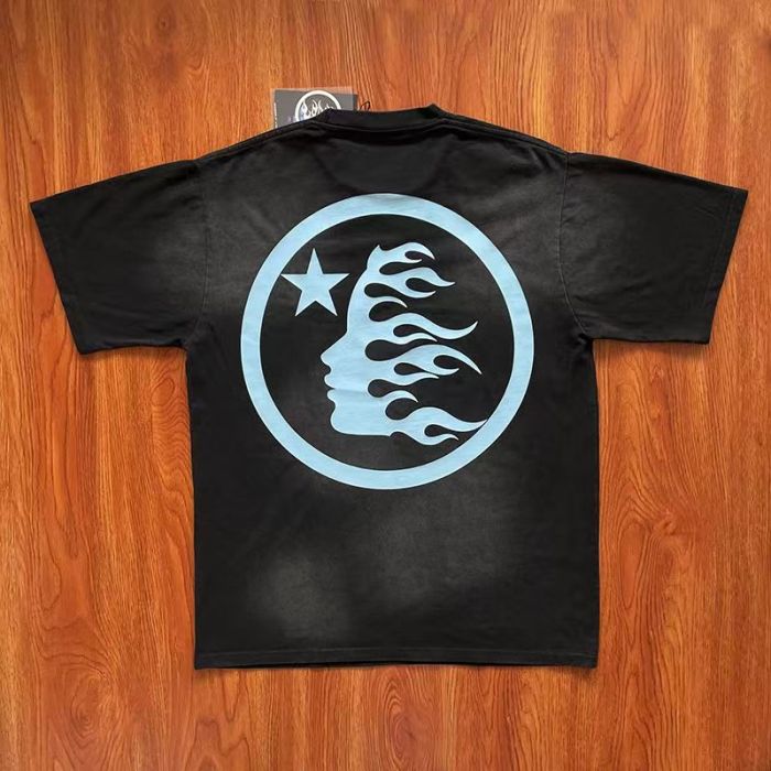 1:1 quality version  Vintage Aged Washed Version Back Large Logo Print Tee 2  colors
