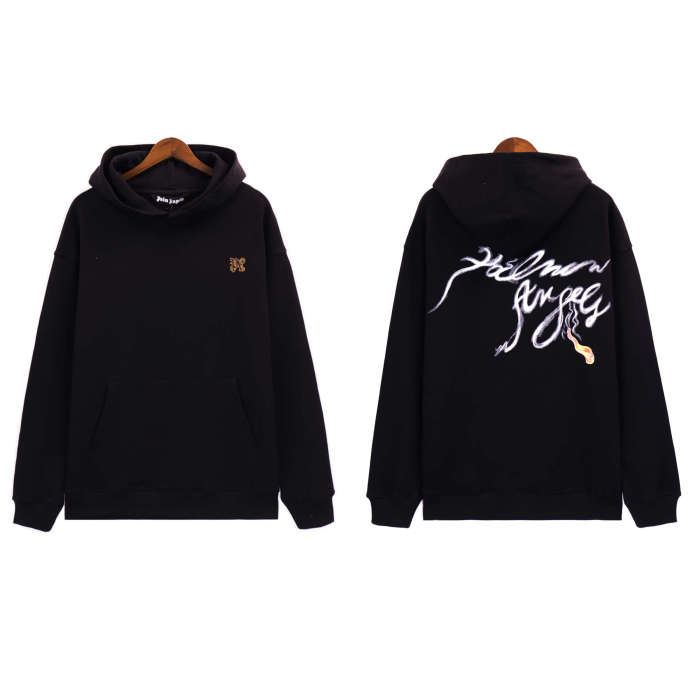 back smoke letter print hoodie