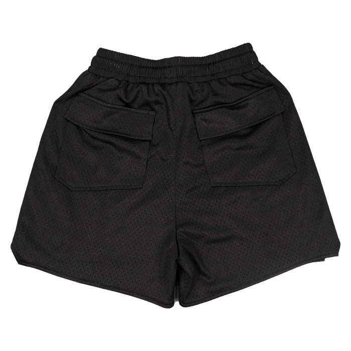 Patchwork leather embroidered mesh breathable shorts 4 colors