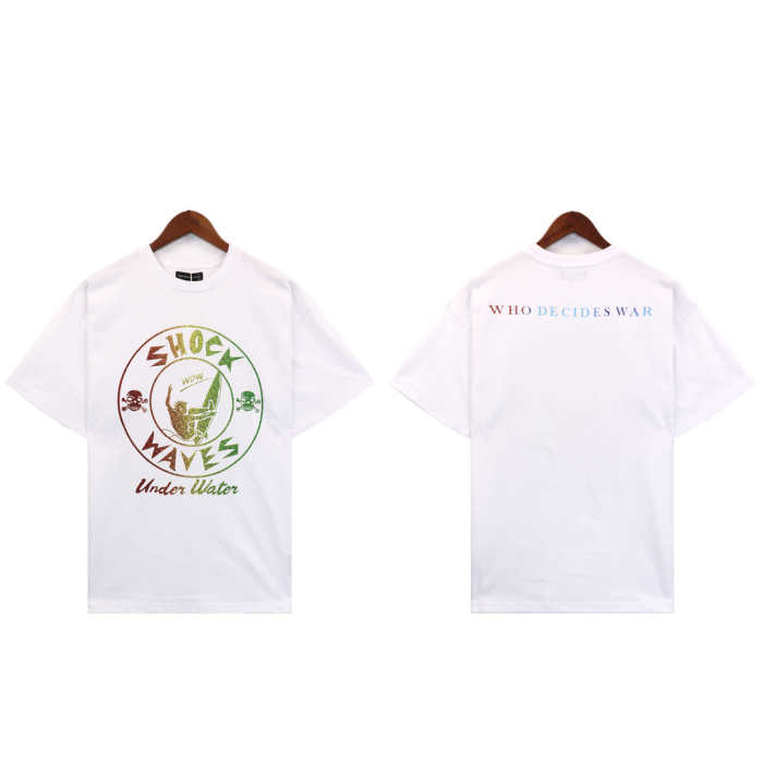 Gradient Letter Skateboarding Surf Skull Print tee 2 colors