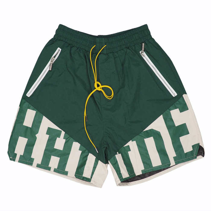 Patchwork letter print pill zip drawstring shorts 3 colors