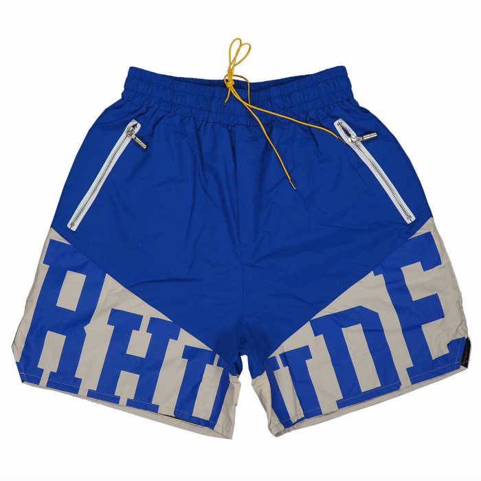 Patchwork letter print pill zip drawstring shorts 3 colors