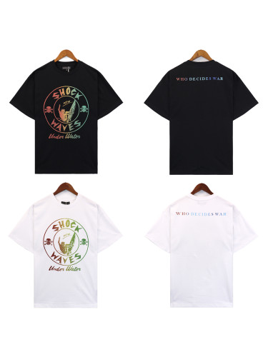 Gradient Letter Skateboarding Surf Skull Print tee 2 colors