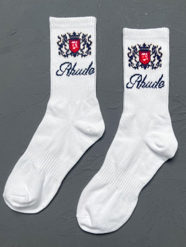 Crown floral monogrammed cotton sports mid-calf socks