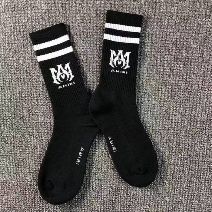 1:1 quality versio Cursive letters embroidered logo bone print mid-calf socks 24 colors