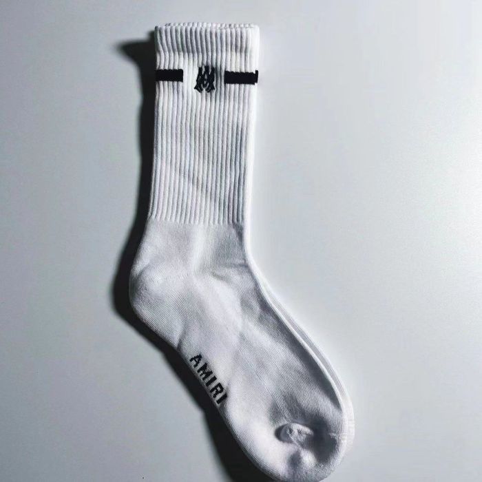 1:1 quality versio Cursive letters embroidered logo bone print mid-calf socks 24 colors