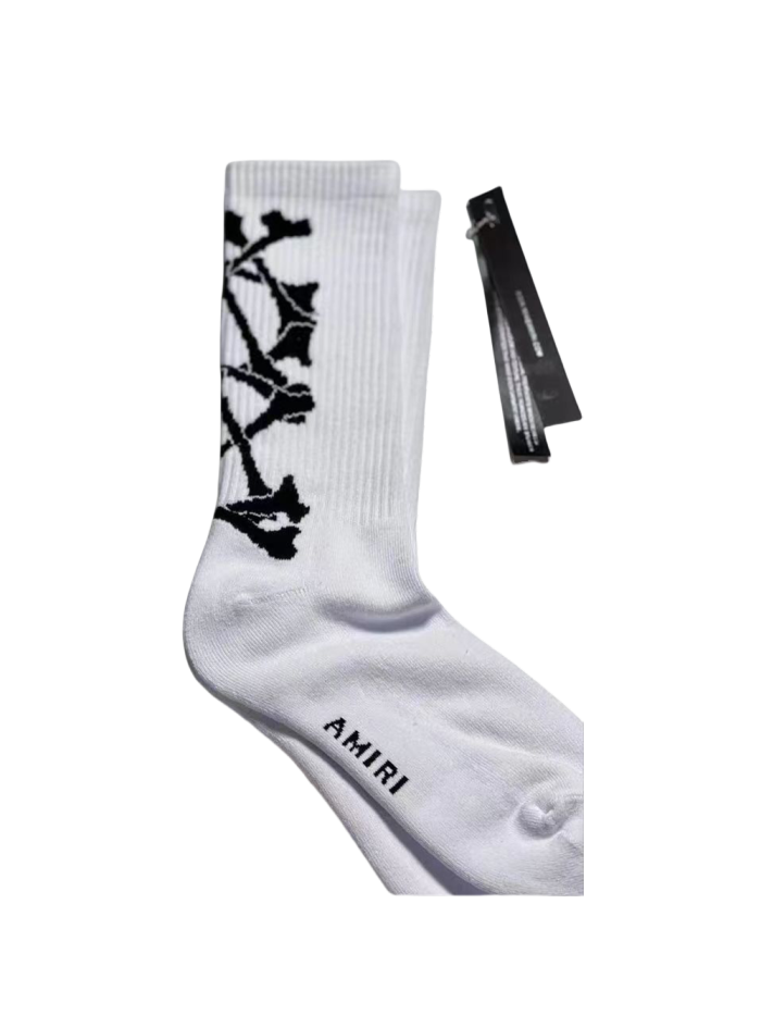 1:1 quality versio Cursive letters embroidered logo bone print mid-calf socks 24 colors