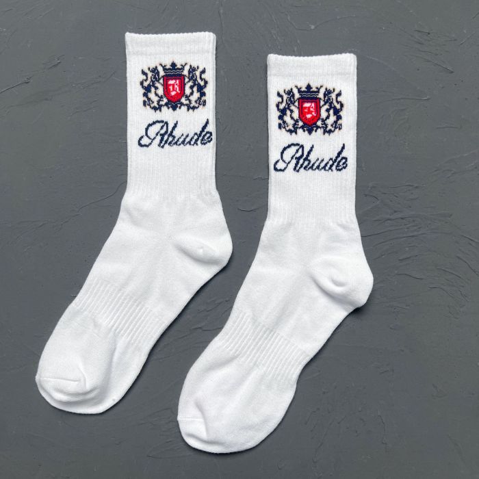 Crown floral monogrammed cotton sports mid-calf socks