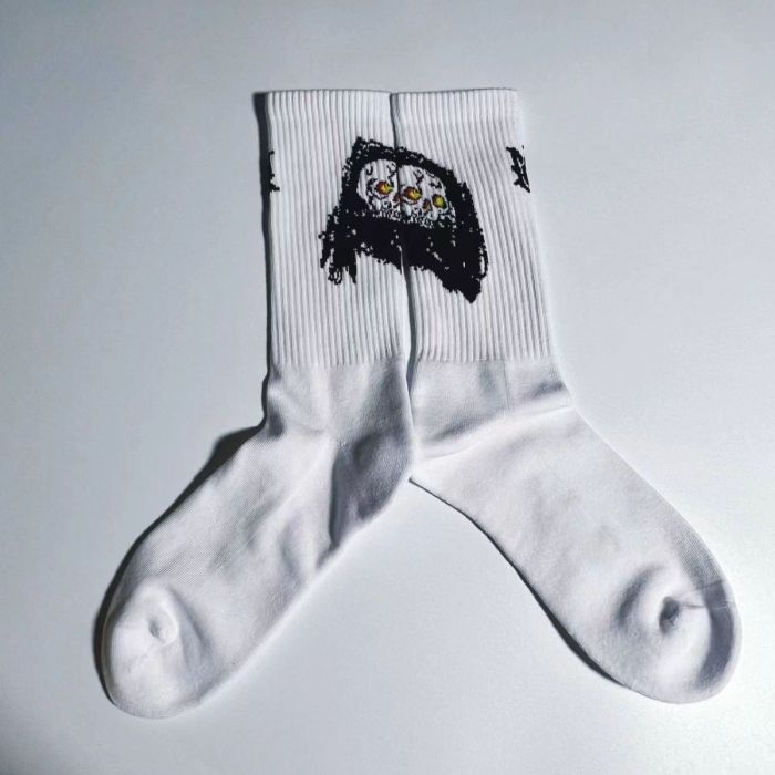 1:1 quality versio Cursive letters embroidered logo bone print mid-calf socks 24 colors