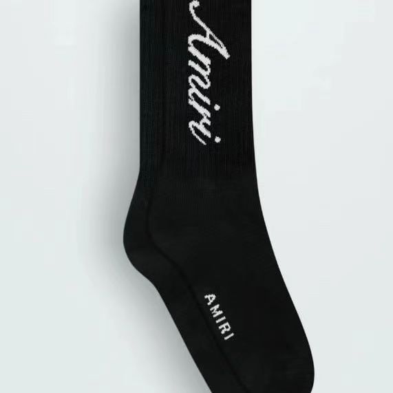 1:1 quality versio Cursive letters embroidered logo bone print mid-calf socks 24 colors