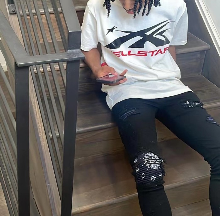 [Big & Tall for weights up to 260 lbs]1:1 quality version Black Red Logo Print Tee with NFC tag