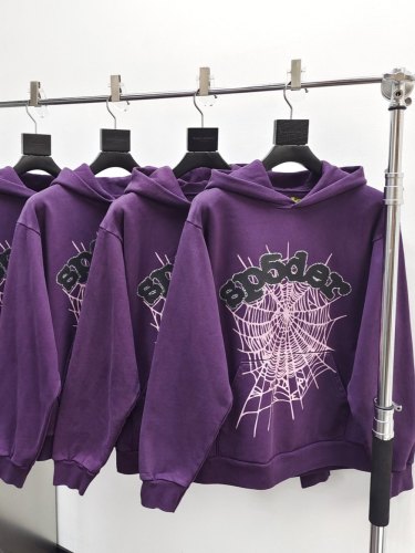 1:1 quality version Deep Purple Rhinestone Spider Web Hoodie & Pants Set