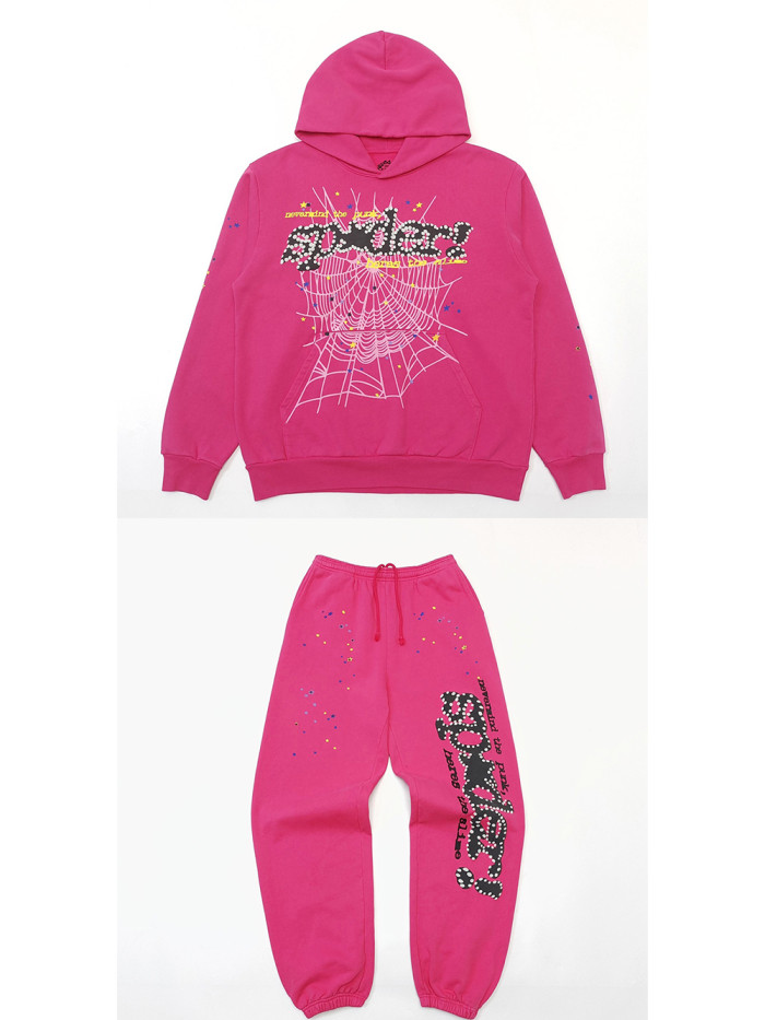 1:1 quality version Classic Rose Spider Web Hoodie & Pants Set