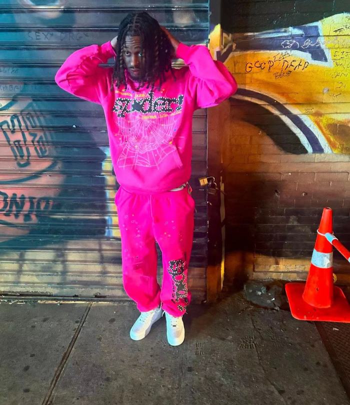 1:1 quality version Classic Rose Spider Web Hoodie & Pants Set