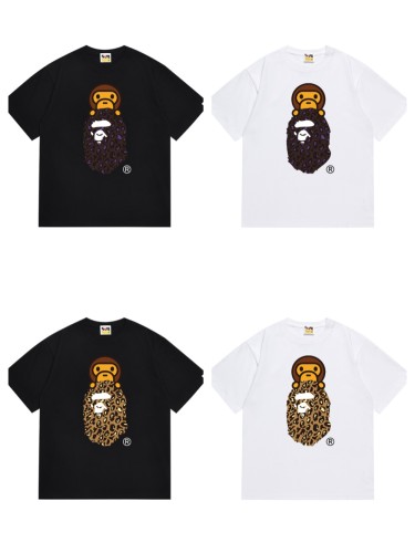 Leopard Ape Head Cartoon Monkey Print Tee 4 colors