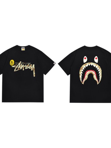 Co-branded Camouflage Shark Bubble Print Tee