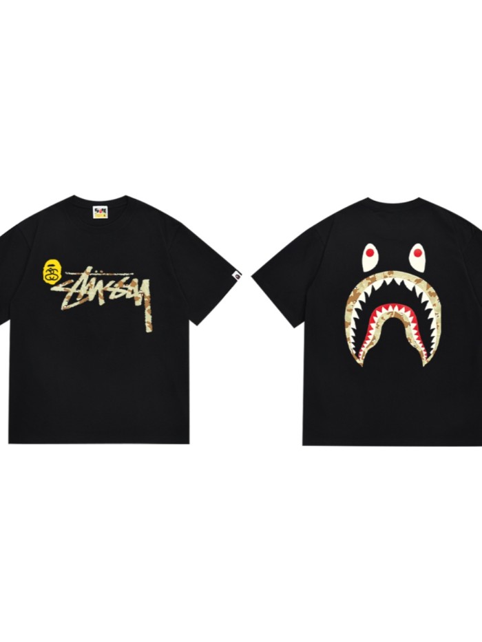 Co-branded Camouflage Shark Bubble Print Tee