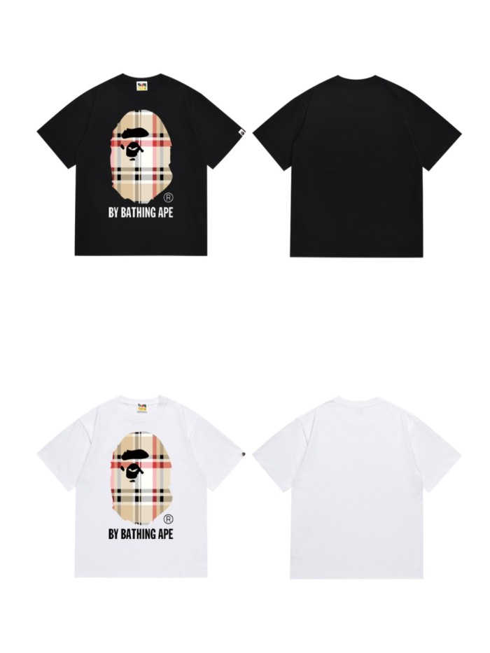 Plaid Ape Head Letter Print Tee 2 colors