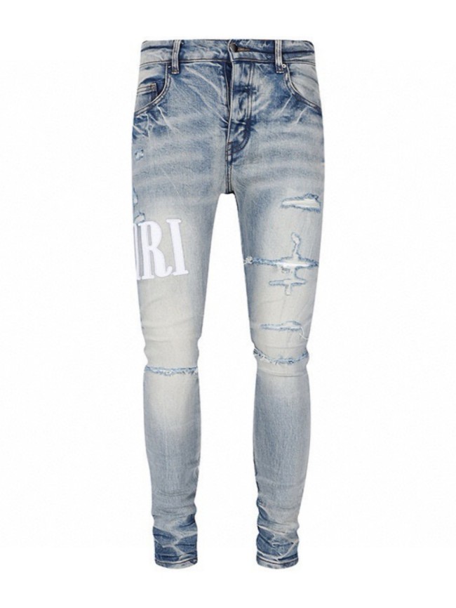 1:1 quality version White Monogrammed Embroidered Raglan Denim Jeans