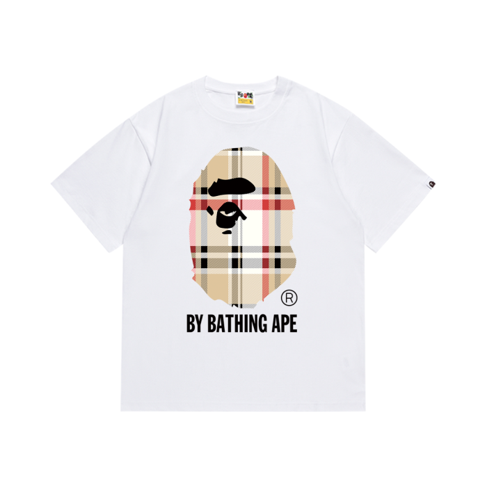 Plaid Ape Head Letter Print Tee 2 colors