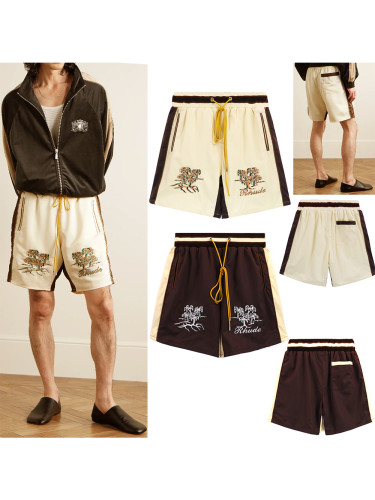 Two Colour Palm Tree Embroidered Letter Print Shorts 2 colors