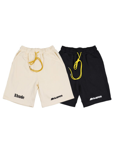 Co-branded high street monogrammed embroidered terry shorts 2 colors