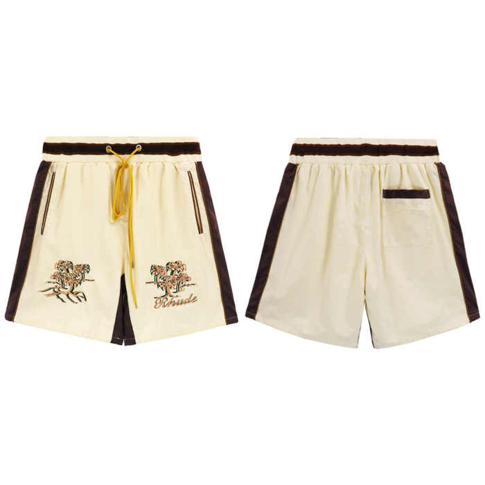 Two Colour Palm Tree Embroidered Letter Print Shorts 2 colors