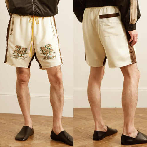 Two Colour Palm Tree Embroidered Letter Print Shorts 2 colors