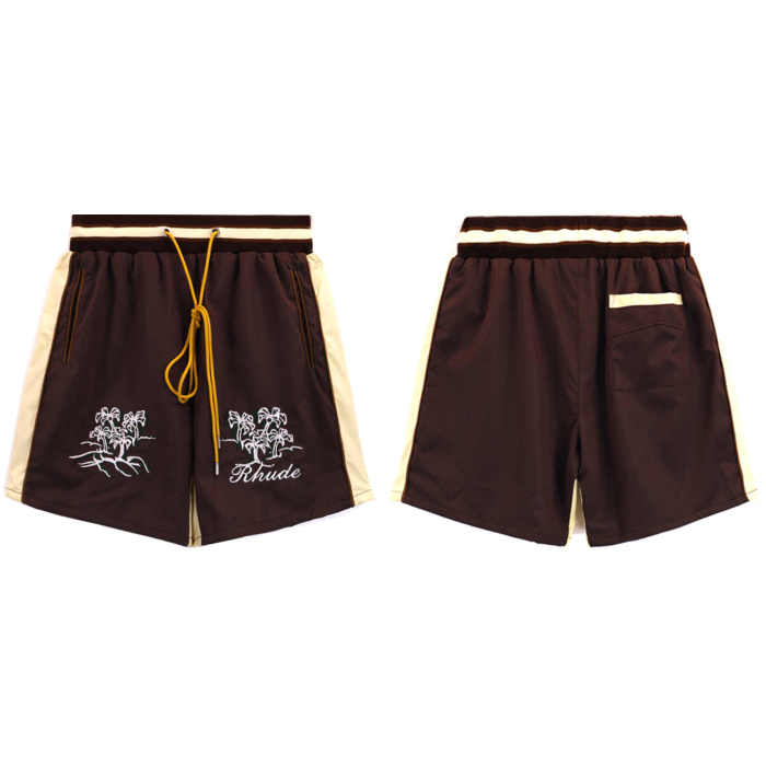 Two Colour Palm Tree Embroidered Letter Print Shorts 2 colors