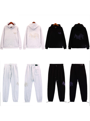 Embroidered Mismatched Letter Hoodie & Pants Set 2 colors