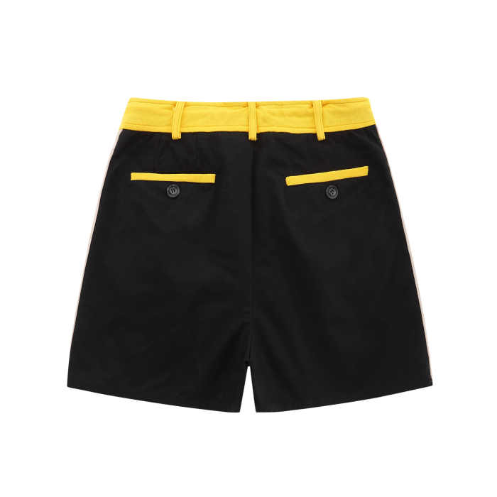 Waist patchwork side fabric with drawstring letter print shorts
