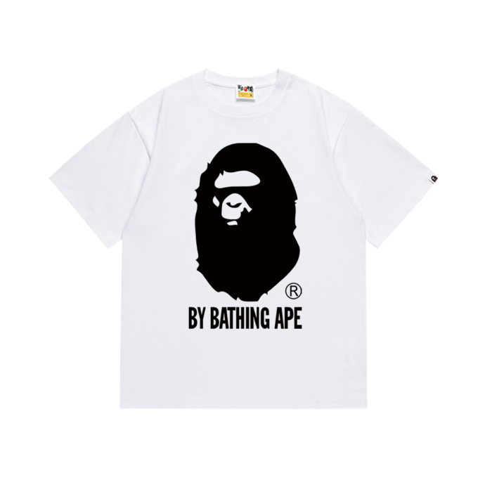 Classic Ape Head Letter Cotton Round Neck Tee 2 colors