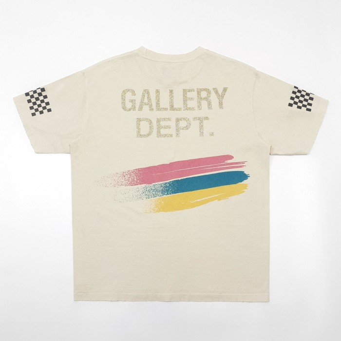 [Big & Tall for weights up to 260 lbs]1:1 quality version MIA Racing Flag Plaid Tricolour Stripe Foiled Letter Print Tee