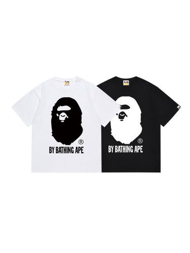 Classic Ape Head Letter Cotton Round Neck Tee 2 colors