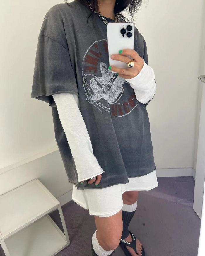 [Big & Tall for weights up to 260 lbs]1:1 quality version Punk Records Aged Scars Embroidered Tee