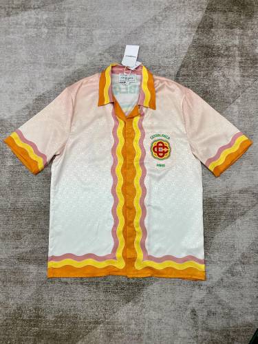1:1 quality version Silk Wave Print Back Large Logo Letter Print shirt & shorts set