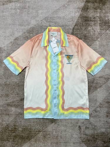 1:1 quality version Silk Draped Orange Portrait Print Gradient Floral  shirt & shorts set
